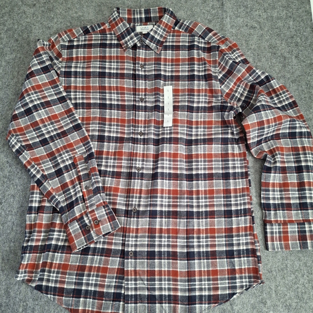 Croft & Barrow Men's Plaid FLannel Shirt - Red and Blue, Gray - Size L